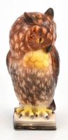 Porcelán bagoly, festett, jelzett, apró lepattanásokkal, füleinél restaurált és sérült, m: 18,5 cm