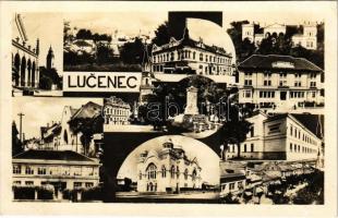 1950 Losonc, Lucenec; mozaiklap zsinagógával / multi-view postcard with synagogue (EK)