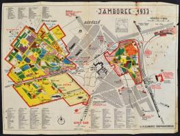 1933 Gödöllő, a Jamboree színes térképe, 1:6000, kiadja: Athenaeum, kis szakadásokkal, foltos, 41×54 cm