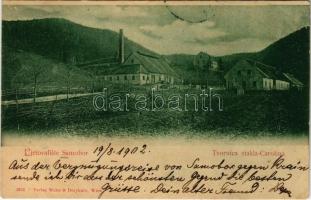 1902 Szamobor, Ljetovaliste-Samobor, Samobor; Tvornica stakla Carolina / glass factory / üveggyár + OSREDEK-ZÁGRÁB mozgóposta