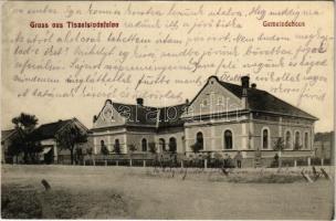 Tiszaistvánfalva, Backi Jarak; községháza / Gemeindehaus / town hall + "III/XV 76. Marsch. Komp. Kmo. Zensuriert"