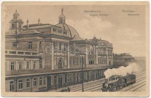 1917 Ivano-Frankivsk, Stanislawów, Stanislau; Dworzec kolejowy / Bahnstation / railway station, locomotive