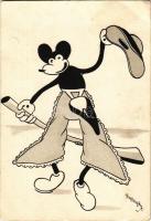 Mickey Mouse in cowboy costume. Klösz early Disney art postcard (Izsák József Rt. vegyészeti gyár) s: Bisztriczky (EK)