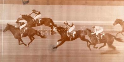 1970-1982 4 db lóverseny célfotó, 18×24 cm