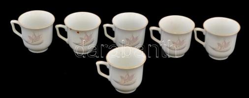 Cup&Saucer, virágmintás porcelán kávéskészlet, matricás, jelzett, eredeti dobozában, 6 db csésze...