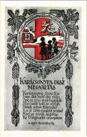 1916 Karácsonyfa-Dísz Megváltás / WWI Hungarian Christmas military art postcard (non PC) (Rb)