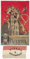 Kassa, Kosice; A magyar kultúra ellent fog állani a cseh ragadozó féktelen étvágyának. Irredenta, Pátria rt. / Hungarian irredenta postcard, Anti-Czech propaganda s: E. Gy. + "Vissza a Felvidéket" szalag