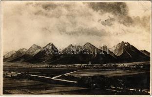 1930 Tátra, Magas-Tátra, Vysoké Tatry; A Magas-Tátra Poprádról / Die Hohe Tatra von Poprad aus / mountains (fl)