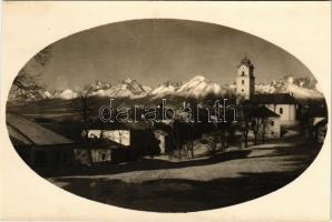 Strázsa, Stráze pod Tatrami (Poprád); templom, Tátra / church, street view, High Tatras. photo (vágott / cut)