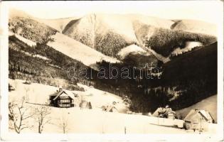 1950 Spindleruv Mlyn, Spindelmühle, Spindlermühle; Krkonose, Rekreacní oblast ROH / üdülő télen / holiday resort in winter (fl)
