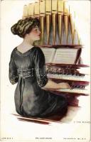 The Lost Chord. Lady art postcard. The Knapp Co. Inc. Paul Heckscher Imp. No. 304-2. s: T. Earl Christy