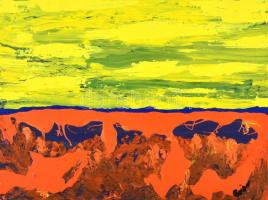 Czibor Ildikó (1969- ): Horizont. Olaj, farost, jelzett, 30×40 cm