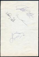 A Bergendy-együttes tagjainak aláírásai papírlapon