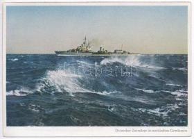 Deutscher Zerstörer in nordischen Gewässern. Carl Werner PK-Aufn. Kriegsber. Augst / WWII German Navy destroyer