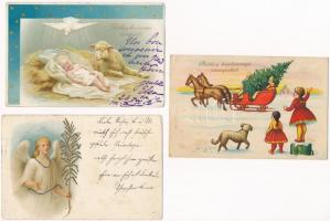 14 db RÉGI motívum képeslap: karácsonyi üdvözlő / 14 pre-1945 greeting motive postcards: Christmas