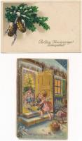 14 db RÉGI motívum képeslap: karácsonyi üdvözlő / 14 pre-1945 greeting motive postcards: Christmas