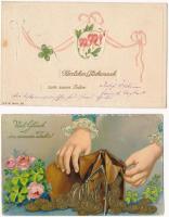 20 db RÉGI motívum képeslap: újévi üdvözlő / 20 pre-1945 greeting motive postcards: New Year