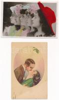 12 db RÉGI motívum képeslap: hölgyek / 12 pre-1945 motive postcards: lady