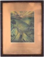 Ruzicskay György (1896-1993): Hajnal. Színezett algráfia, papír, jelzett a nyomaton és ceruzával a l...