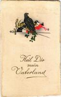 1917 Heil Dir mein Vaterland! / WWI German patriotic propaganda, German flag. Emb. litho (fl)