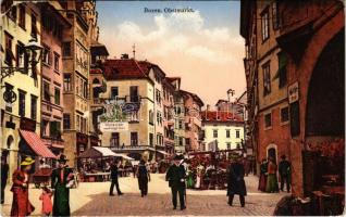 1917 Bolzano, Bozen (Südtirol); Obstmarkt, Weinstube / fruit market, street view, inn, restaurant of Schollenberger, shops. Verlag Gerstenberger & Müller No. 61. (EK)