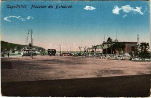Koper, Capodistria, Capo DIstria; Piazzale del Baluardo / square, ship station, steamship (worn corners)