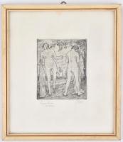 Sugár Andor (1903-1944): Fürdőzők. Rézkarc, papír, jelzett és datált (Sugár Andor rézkarca, 1928), ü...