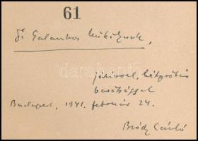 Bródy László: Évek seregszemléje. A szerző által dr. Galambos Mihálynak dedikálva. Számozott (100/61...