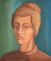 S H (?) jelzéssel: Női portré. Olaj, vászon, kissé sérült. 42×33 cm