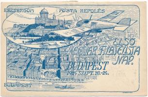 1924 Budapest, I. Magyar Filatelista Nap, Esztergomi posta repülés / 1st Hungarian Philatelist Day s: Lehnert + Légiposta Budapest-Esztergom (EK)