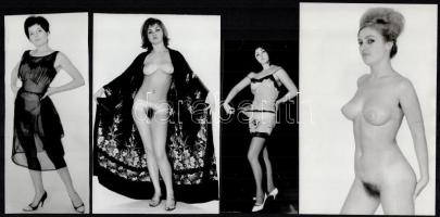 cca 1976 Vasárnapi légyottok emlékére, szolidan erotikus fényképek, 4 db vintage fotó, 18x11,8 cm és 15x6,5 cm között
