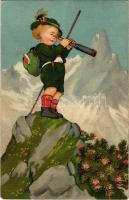 1921 Hiking boy. Children art postcard. No. 301. litho (EK)
