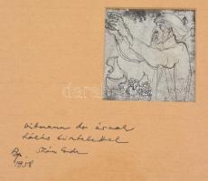 Szász Endre (1926-2003): Turbános férfi. Tus, papír, jelzett a paszpartun, autográf ajándékozási sor...