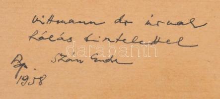 Szász Endre (1926-2003): Turbános férfi. Tus, papír, jelzett a paszpartun, autográf ajándékozási sor...