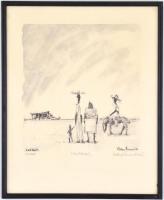 Olvashatatlan jelzéssel (Robin ...): Outback, Ausztrália (Don Quijote?). Litográfia, papír, számozot...