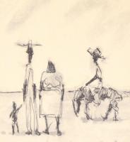 Olvashatatlan jelzéssel (Robin ...): Outback, Ausztrália (Don Quijote?). Litográfia, papír, számozot...