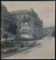 cca 1900 Budapest, Savoyai Jenő lovas szobra a budai várpalota előtti téren, 8x7,6 cm