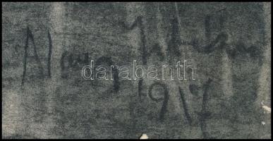 Nagy jelzéssel: Katonák kitüntetésekkel. Szén, papír, sérült, 30×21,5 cm