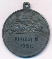 1951. Kinizsi III. 1951 fém tenisz díjérem füllel, LUDVIG gyártói jelzéssel (30mm) T:2