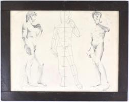 Aba jelzéssel: Aktok. Ceruza, papír, üvegezett keretben, 35,5×47,5 cm