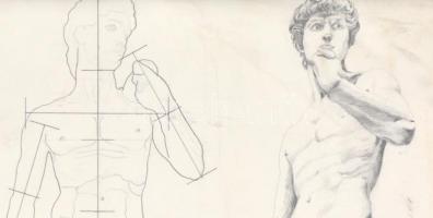 Aba jelzéssel: Aktok. Ceruza, papír, üvegezett keretben, 35,5×47,5 cm