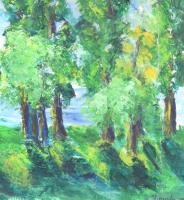 Négely jelzéssel: Facsoport. Olaj, papír, sérült. Üvegezett, kissé sérült fa keretben, 48×33,5 cm