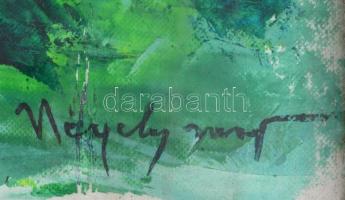 Négely jelzéssel: Facsoport. Olaj, papír, sérült. Üvegezett, kissé sérült fa keretben, 48×33,5 cm