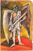 Kondor jelzéssel: Angyal. Vegyes technika, fa, sérült. 60×38 cm