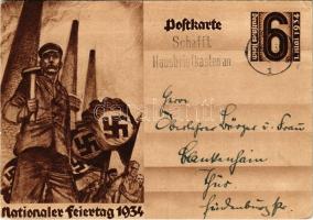 1934 Nationaler Feiertag / NSDAP German Nazi Party working class propaganda, swastika + 6 Ga. (EK)