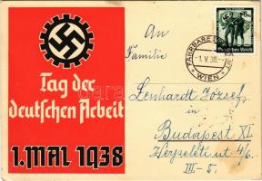 Tag der deutschen Arbeit 1. Mai 1938 / NSDAP German Nazi Party working class propaganda, German Workers Day, Labour Day, swastika (Rb)
