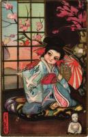 1926 Japanese geisha. Italian art postcard. Ballerini & Fratini 184. s: Chiostri (EK)
