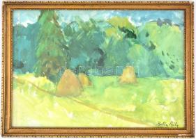 Balla jelzéssel: Zöldellő táj. Akvarell, papír. Üvegezett, kissé sérült keretben. 24×34 cm