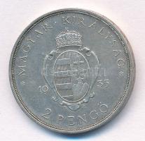 1935. 2P Ag "Pázmány" T:1-,2 kis patina Adamo P7.1