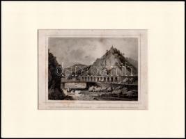 cca 1840 Ludwig Rohbock (1820-1883): Római Rommaradványok Mehádiában, Pest, Lauffer és Stolp, (Darmstadt, G. G. Lange-ny.), acélmetszet, félig leragasztott paszpartuban, foltos, 14×19 cm